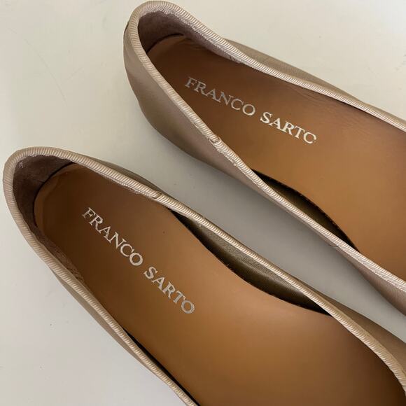 Franco Sarto ‘Zapp’ Women's 8 Nude Tan Leather Bow Ballet Flat Slip On Shoe - Picture 3 of 7